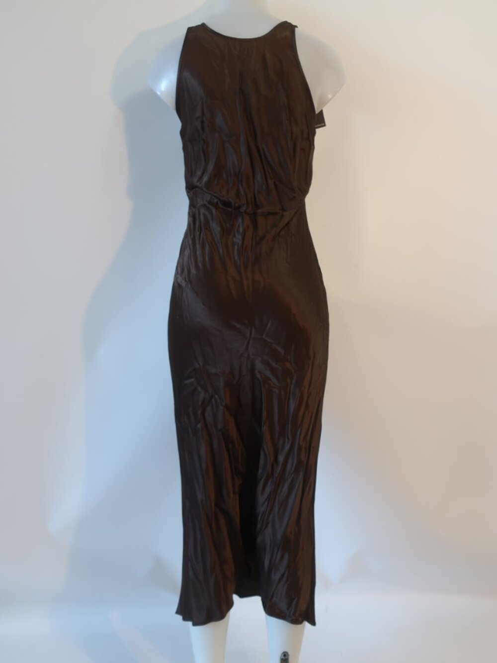 NWT Womens Rails Solene Moss Brown (Item- 67) Sleeveless Satin Midi Dress S - Picture 9 of 15